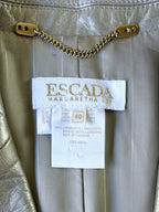 Vintage 90s Escada Metallic Lamb Leather Blazer in Champagne Silver