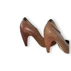 Vintage Y2K Diesel Brown Leather Peep Toe Heels Bronze Trim