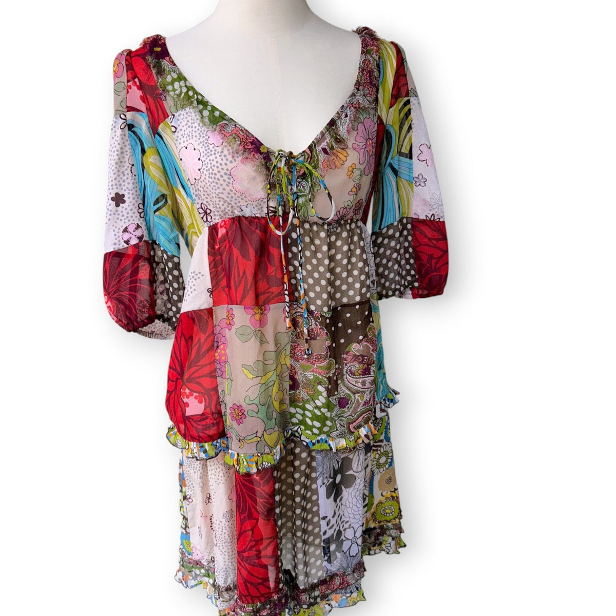 Vintage Miss Sixty Italy patchwork print bohemian dress