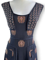 A.L.C. Resort 2016 Silk Crepe de Chine Midi Dress Black Medallion Print AU 10