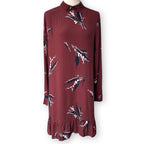 GANNI Montrose Print Mini Shift Dress Burgundy Scandinavian Designer