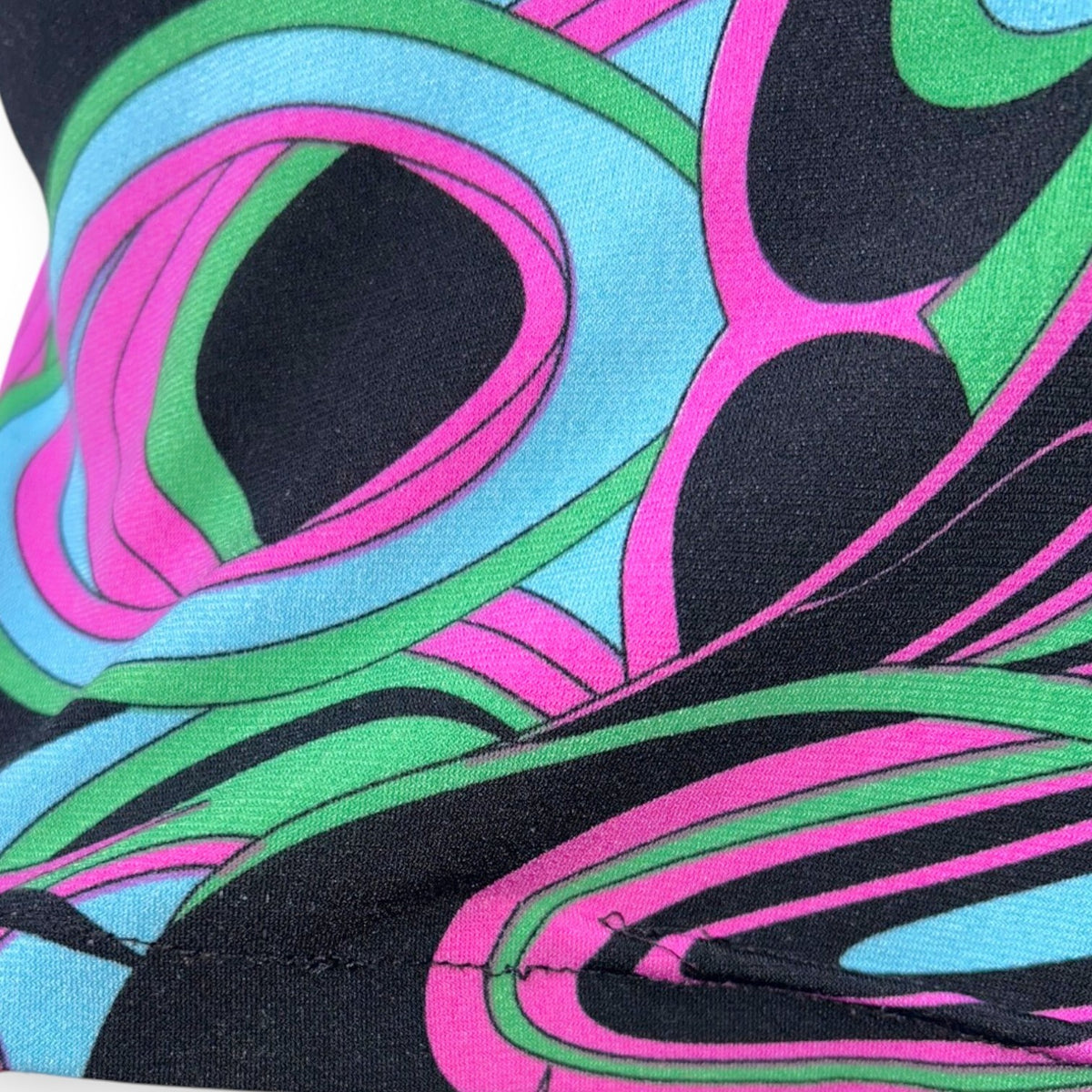 Vintage Review Australia Psychedelic Swirl Ruffle Mini Dress Size 8 Y2K