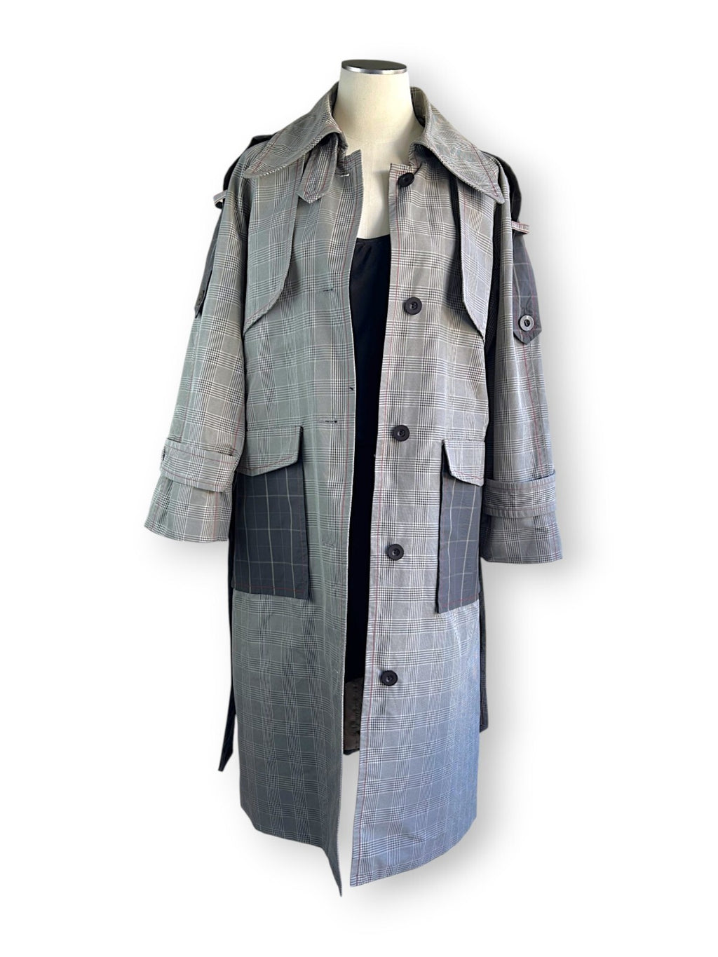 Nicola Finetti Heritage Check Trench Coat Raincoat NWT Designer Sample Size 8