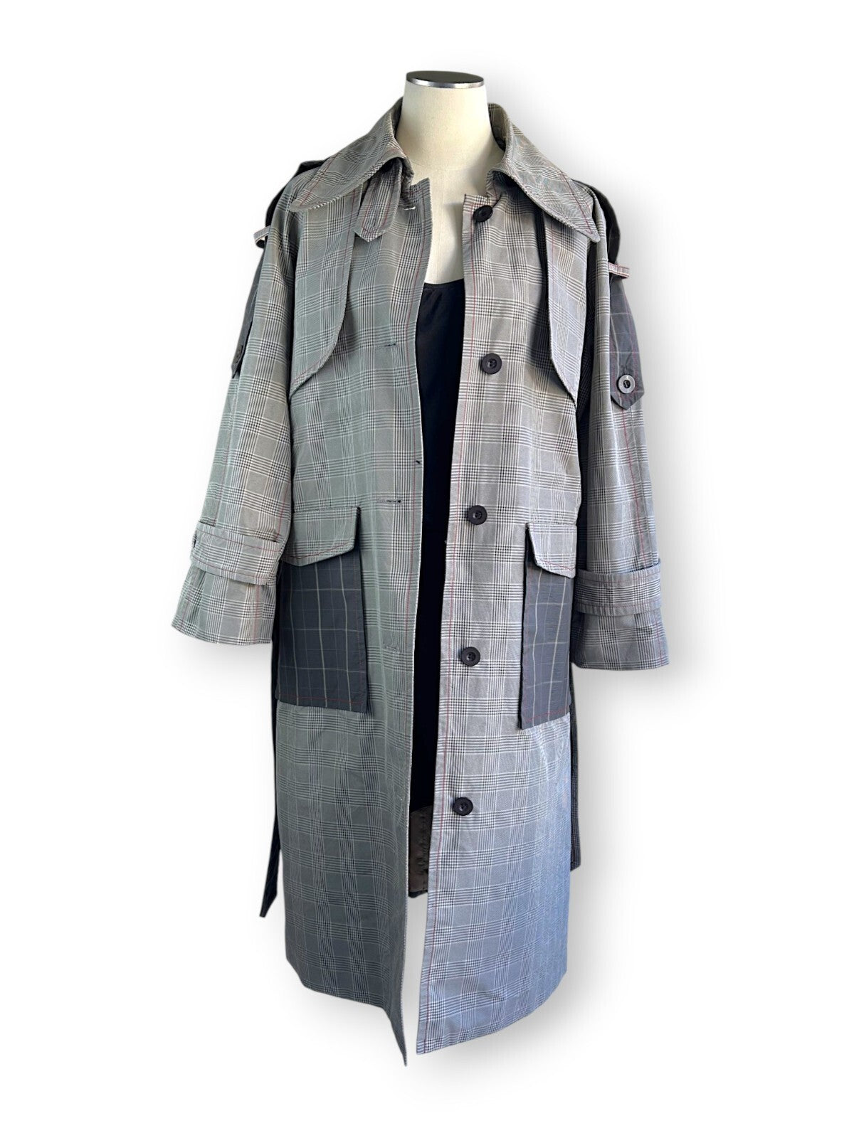 Nicola Finetti Heritage Check Trench Coat Raincoat NWT Designer Sample Size 8