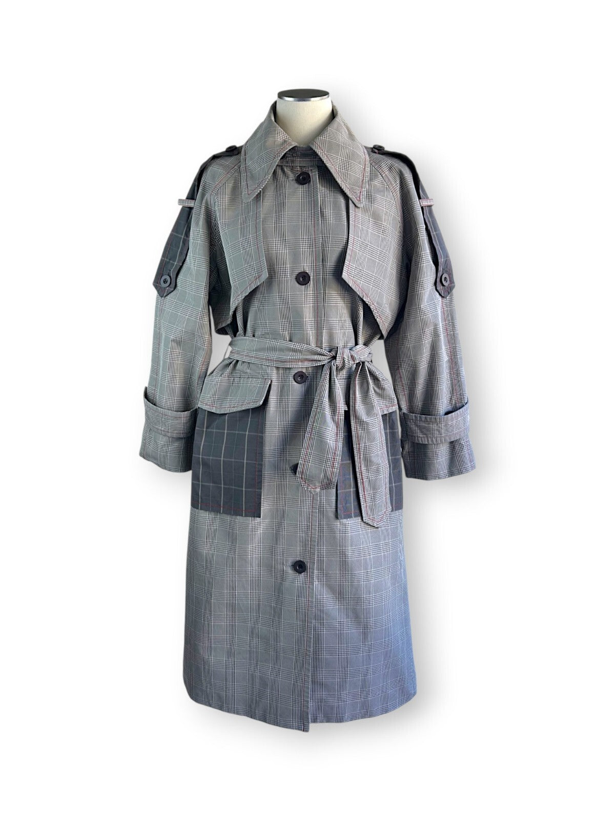 Nicola Finetti Heritage Check Trench Coat Raincoat NWT Designer Sample Size 8