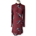 GANNI Montrose Print Mini Shift Dress Burgundy Scandinavian Designer