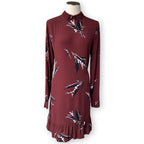 GANNI Montrose Print Mini Shift Dress Burgundy Scandinavian Designer