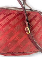 Vintage 1970s Balenciaga Archival Burgundy Monogram Crossbody Bag Leather