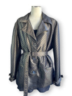 Vintage Y2K Liz Jordan Polka Dot Satin Trench Jacket Belted Black XL
