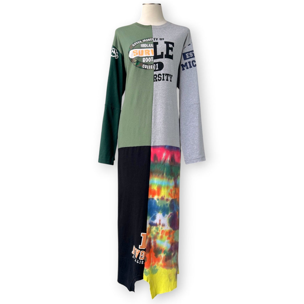 Conner Ives Forever Reconstituted Patchwork Long Sleeve T-Shirt Dress