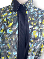 Kenzo Paris Illusion Two Piece Dress in Graphic Painterly Print Cotton Mesh