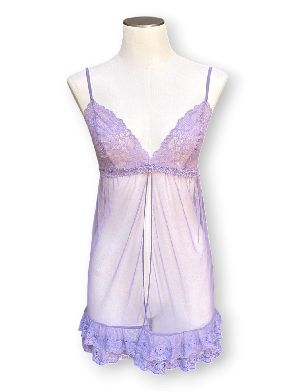 Vintage Y2K 2003 Victoria’s Secret Lavender Sheer Lace Babydoll Top M