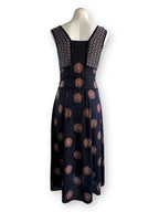 A.L.C. Resort 2016 Silk Crepe de Chine Midi Dress Black Medallion Print AU 10