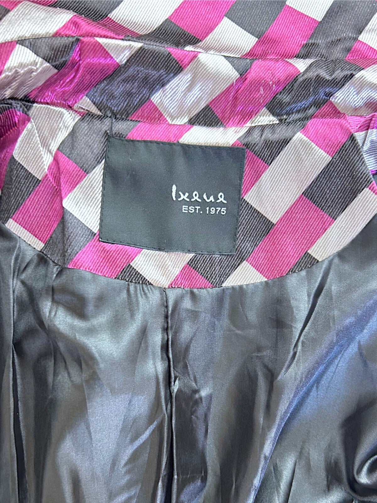Vintage Harlequin Satin Hostess Dress Coat in Pink Black Diamond Print
