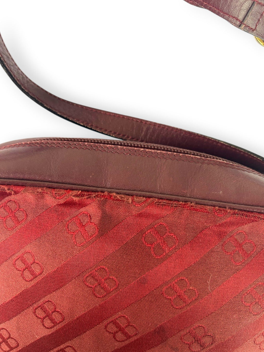 Vintage 1970s Balenciaga Archival Burgundy Monogram Crossbody Bag Leather