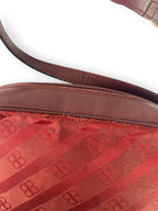 Vintage 1970s Balenciaga Archival Burgundy Monogram Crossbody Bag Leather