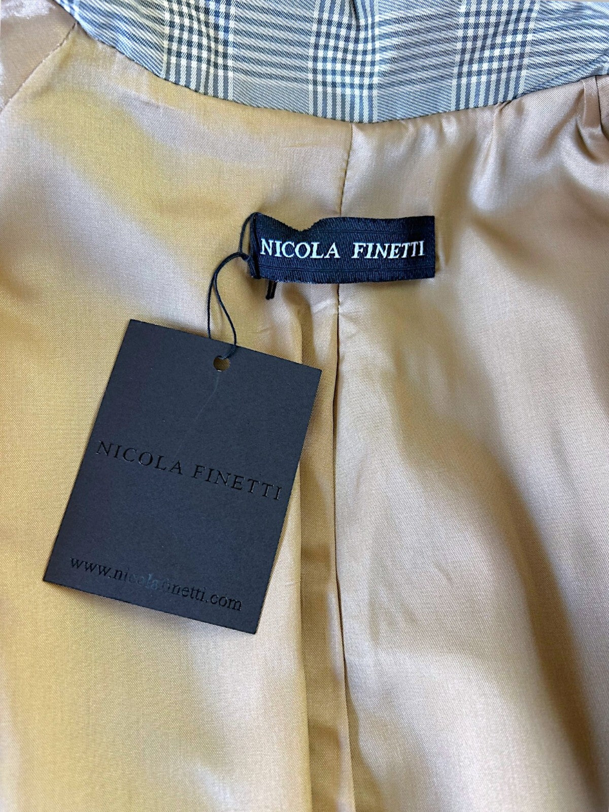 Nicola Finetti Heritage Check Trench Coat Raincoat NWT Designer Sample Size 8