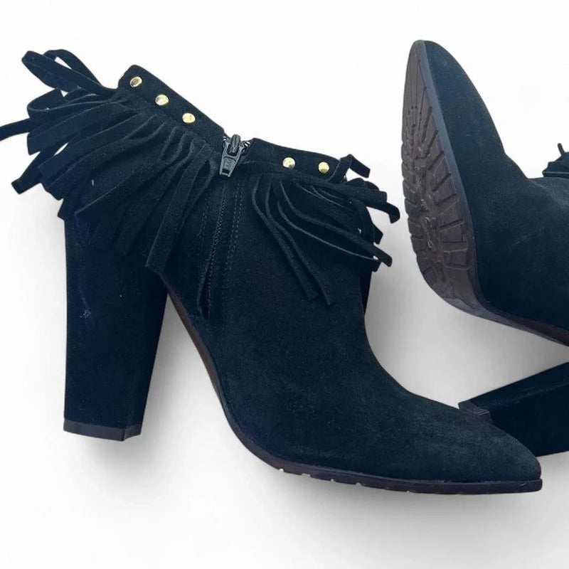 L'Autre Chose Studded Fringe Suede Ankle Boots