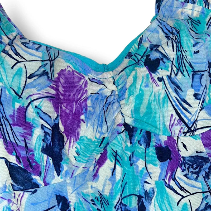 Y2K Whimsicore Abstract Watercolour Print Fit & Flare Mini Dress