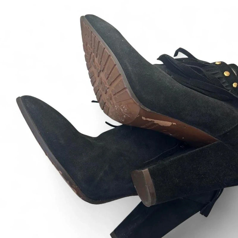 L'Autre Chose Studded Fringe Suede Ankle Boots