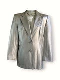 Vintage 90s Escada Metallic Lamb Leather Blazer in Champagne Silver
