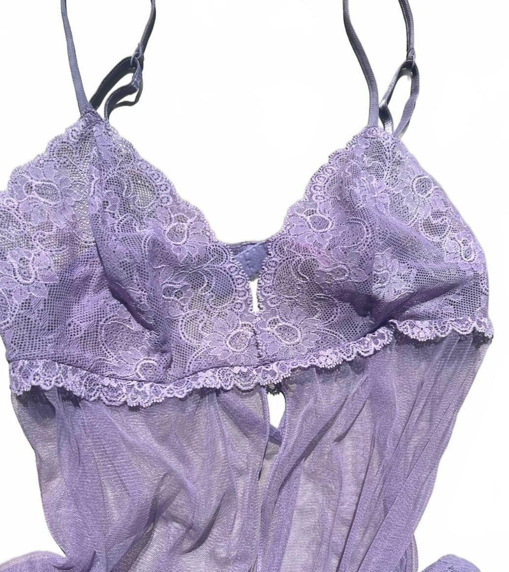 Vintage Y2K 2003 Victoria’s Secret Lavender Sheer Lace Babydoll Top M